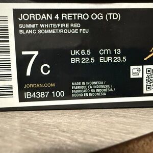 NEW Jordan 4 Retro OG Kids Sneaker - White Cement Edition